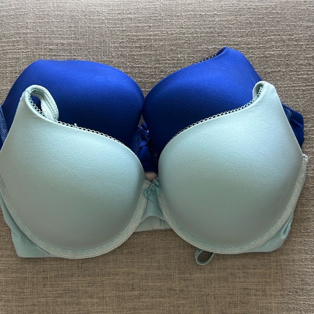 Victoria's Secret Light Blue and Royal Blue Push-Up Bras